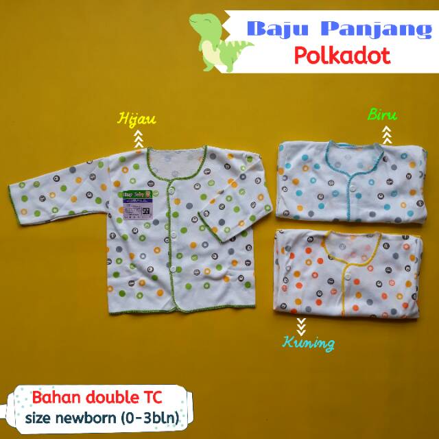 3 pcs Baju bayi pendek panjang kutung polkadot