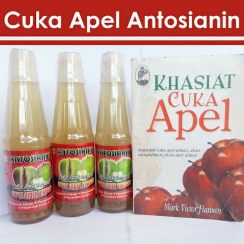 Minuman Cuka Apel Original Antosianin Botol Kaca 350ml.