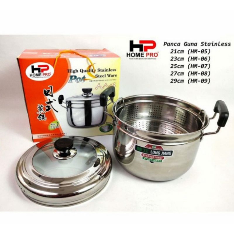 homepro steamer/panci kukus stainless steel tebal/panca guna dandang 23cm,25cm,27cm,29cm