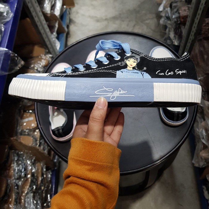 BISA COD ✓ Sepatu Sneakers wanita casual wear ala back to school model korea bahan Canvas Impor-Blue 0309