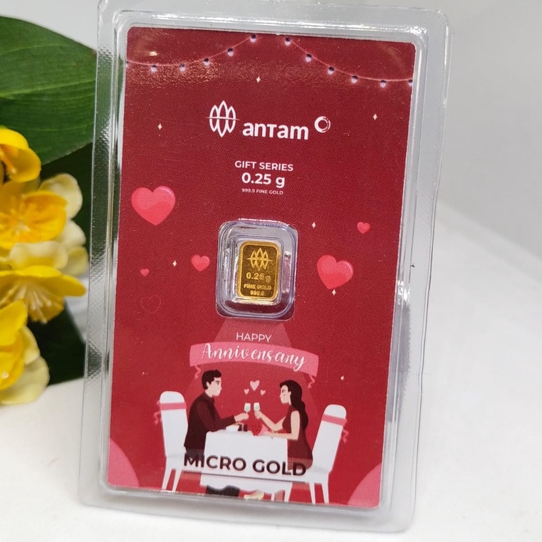 Tiara Jaya #Micro Gold Emas ANTAM Asli Pressed Certificate Logam Mulia 999.9 Edisi Happy Anniversary