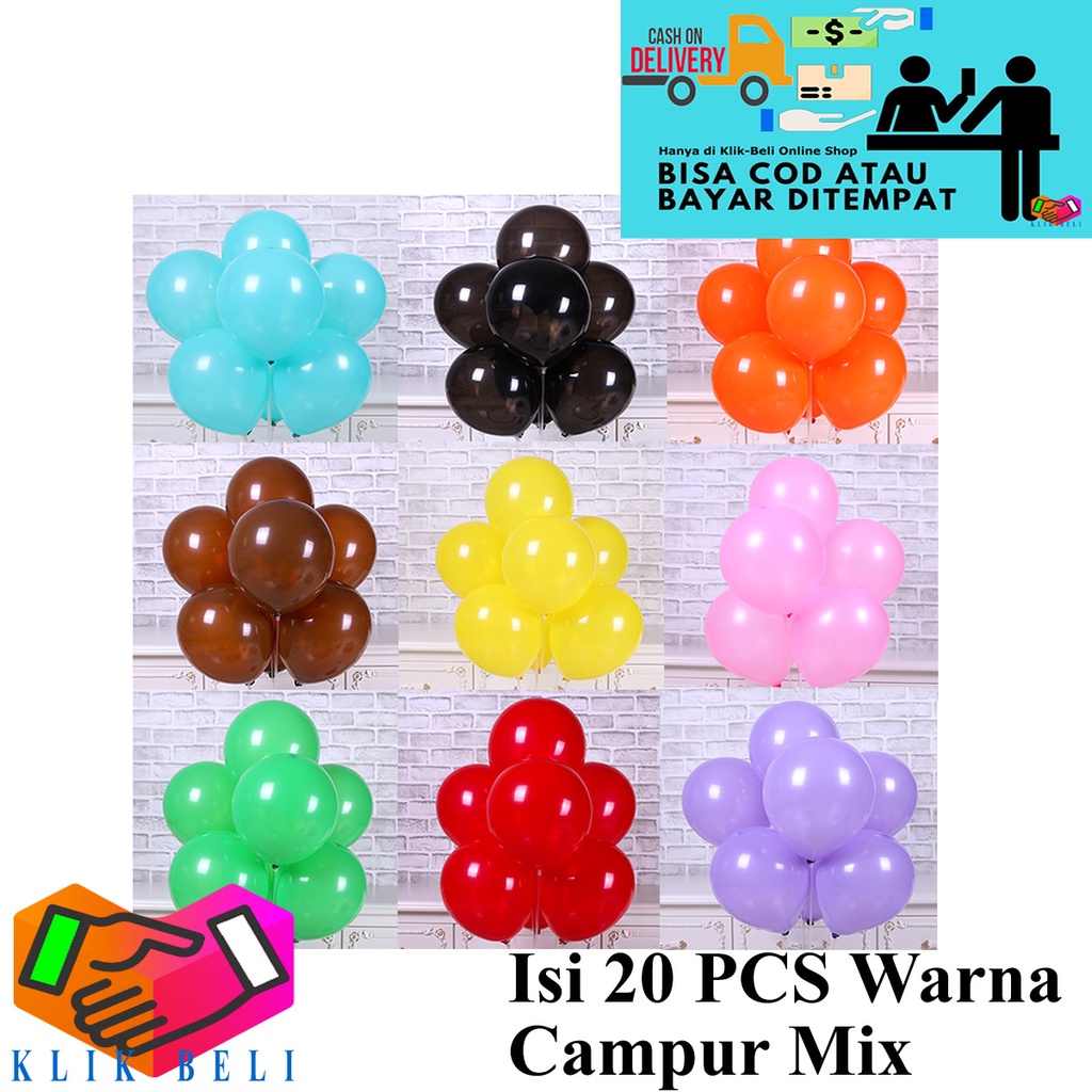 (20 PCS) Balon Latex Metallic Karet Party Colorful / Balloon Pesta Ulang Tahun Warna Warni Mix Color