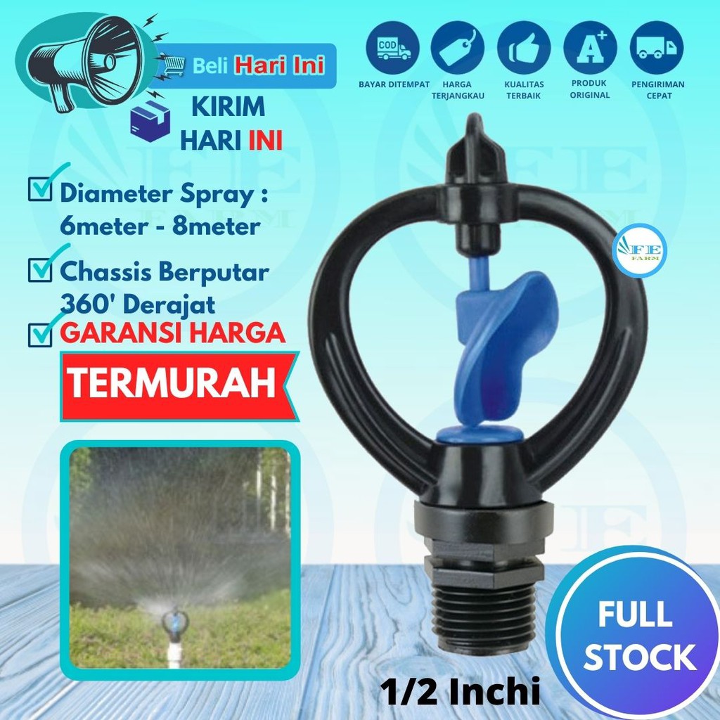 Sprinkler Penyiram Taman Putar 360 Derajat Drat 1/2 dan 3/4  FEFARM