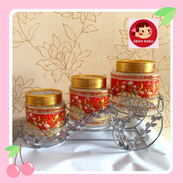 TOPLES KACA SET 3 pcs BISTRO toples kue toples permen