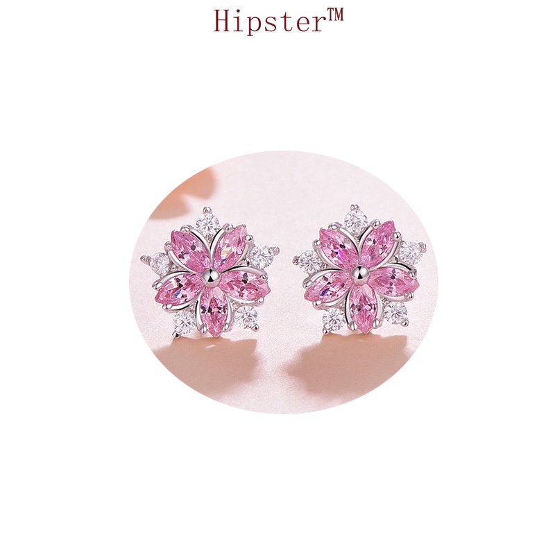 INS Style Romantic Elegant Exquisite Pink Diamond Cherry Blossom