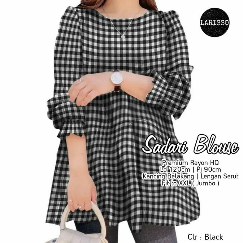 Sadari blouse katun kotak kotak LD 120 XXL jumbo