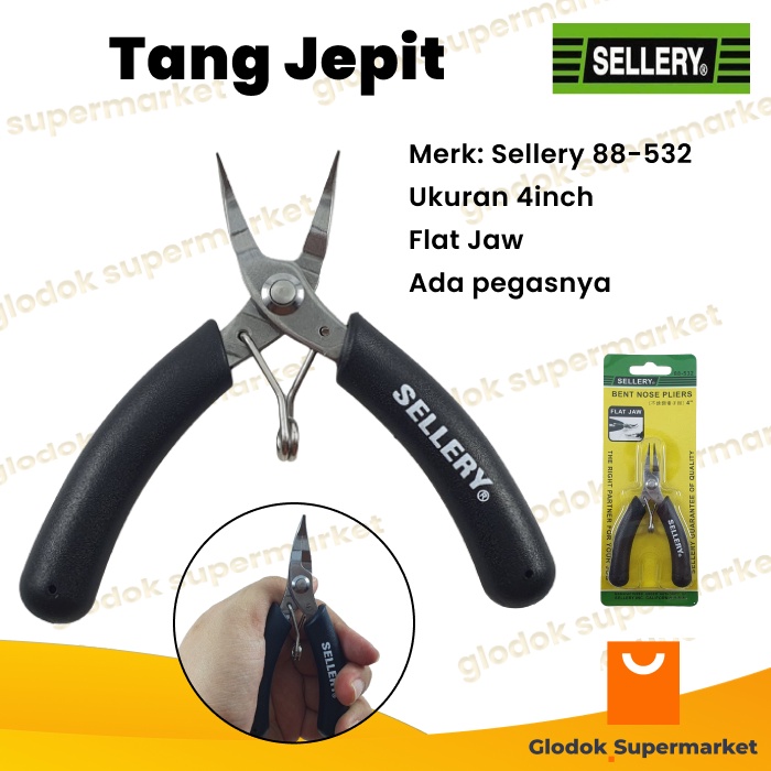 Tang Jepit Lancip Lengkung 4inch Sellery Bent Nose Plier 4inch 88-532