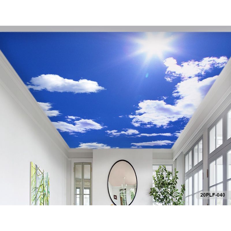 Wallpaper 3D Custom Plafon Langit Putih Awan Biru (20PLF-040)