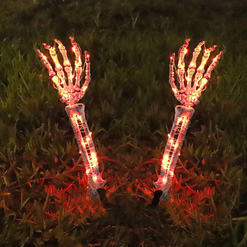 Zzz Lampu LED Bentuk Tangan Tengkorak Anti Air Untuk Dekorasi Halloween