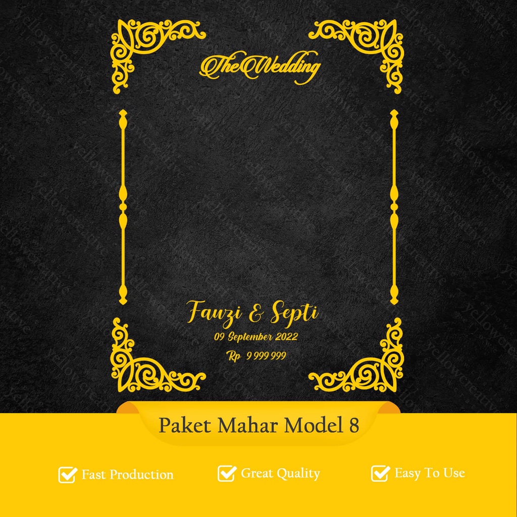 Dekorasi Mahar Akrilik Emas/Silver Dan Plywood Dekorasi Bahan Mahar