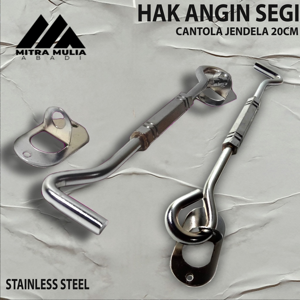 Hak Angin Silver Lamskar Stainless l Penahan Cantolan Pengait Jendela