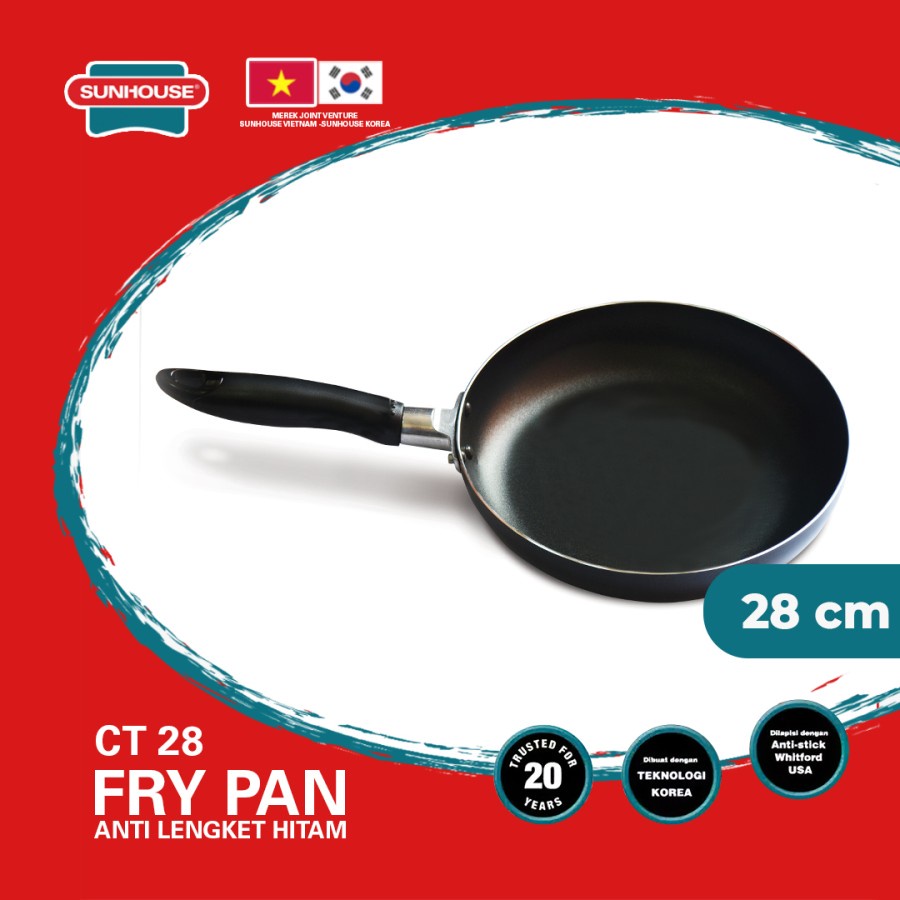 Sunhouse CT28 Fry Pan Marble Wok Anti Lengket Hitam 28 cm