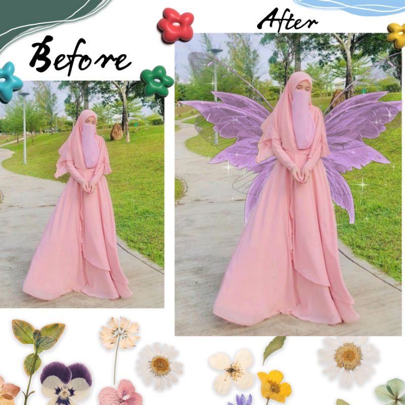 Edit foto sayap kekinian, sayap kupu-kupu, sayap hitam dan putih