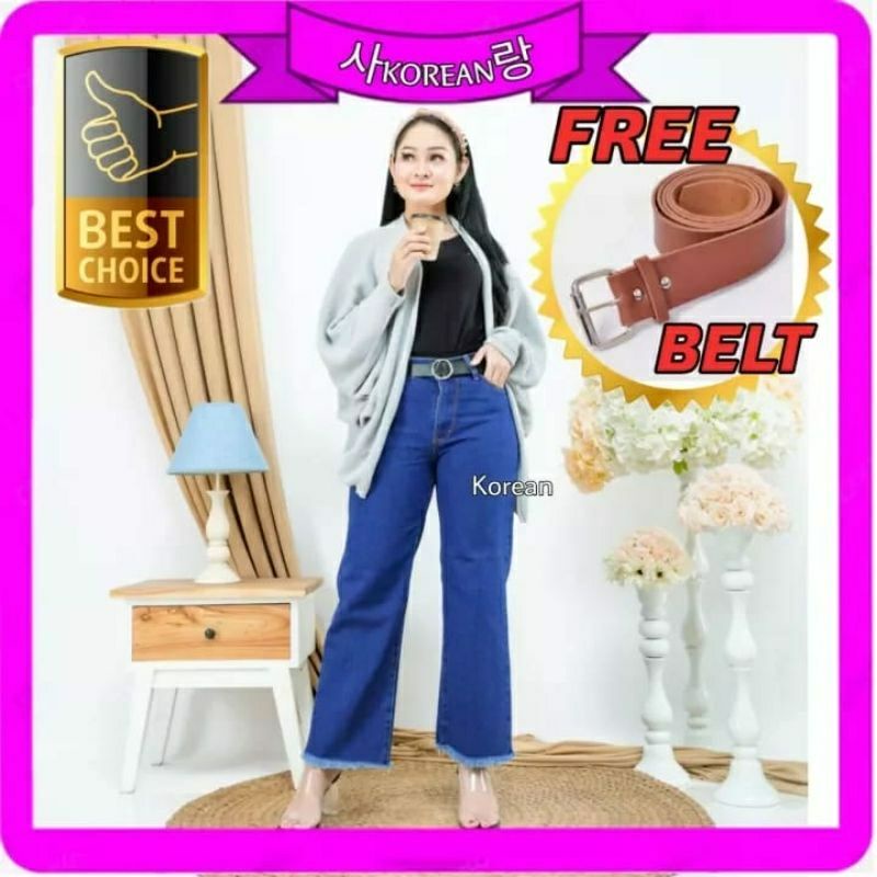 Celana Jeans Wanita Kulot Rawis Bahan Premium