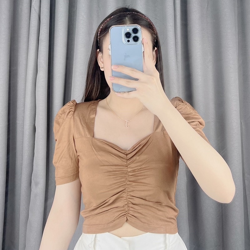 Jesly Puffy top | Crop top puffy kerut