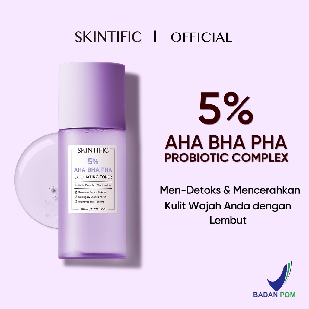[Ready Stock] SKINTIFIC - 5% Aha Bha Pha Exfoliating Toner Face Eksfoliasi wajah Glow and Smooth Skin with Niacinamide [BPOM]