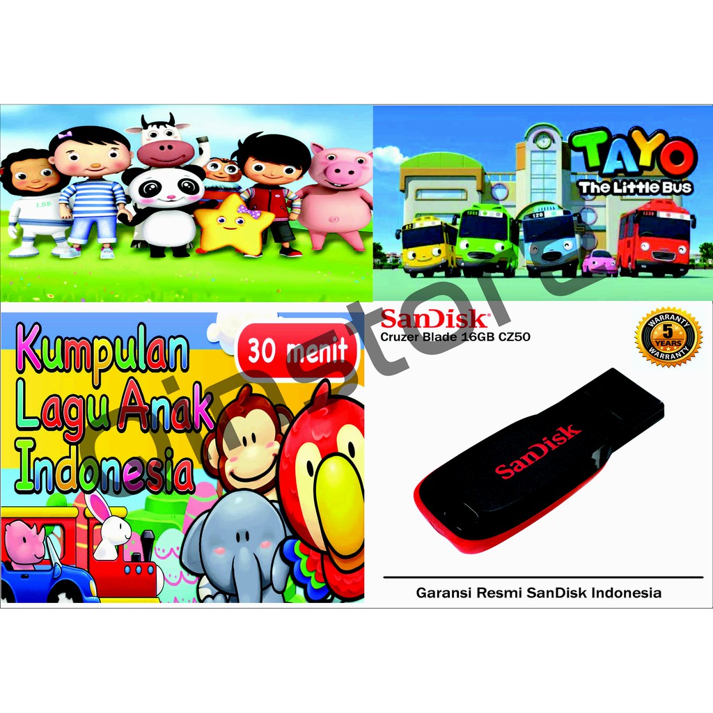 USB Flashdisk 16GB + Lagu & Film Anak Cocomelon Dll