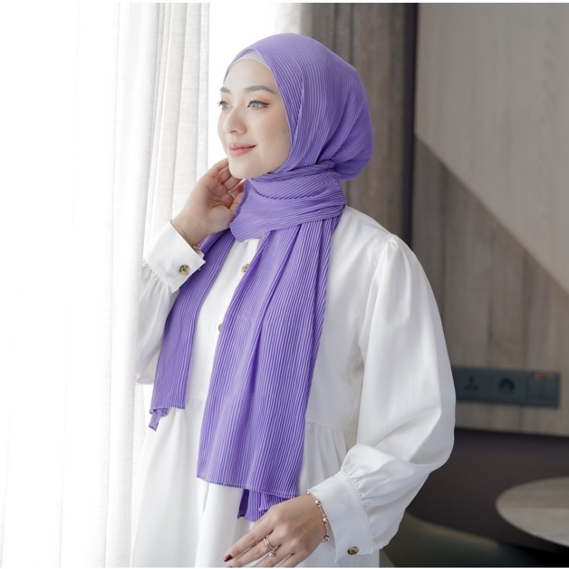 Hijab Pashmina Ceruty Baby Doll Full Plisket Lidi 180x80cm // Hijab Pashmina Shawl // Pashmina Murah-1