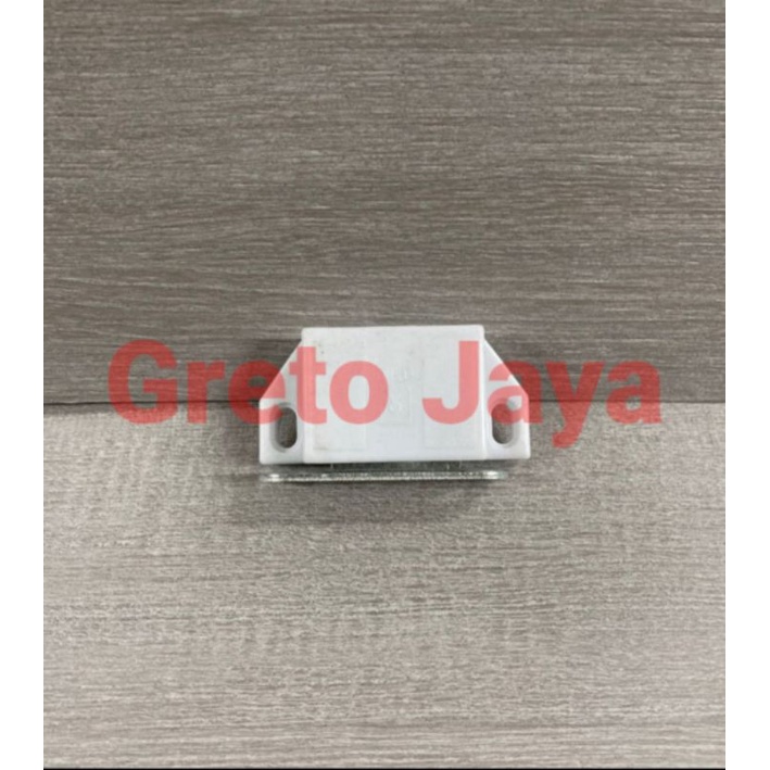 ( Besar ) Magnit Pintu Lemari Kayu Magnet Penahan Almari Kotak Segi Kusen Door Stoper Stop Aluminium Alminium Almunium Alumunium Capit Udang Pengunci Kunci Push Open Big-Putih