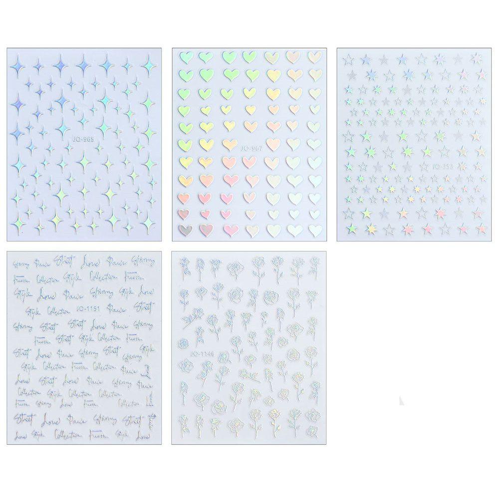 Top 1Pc Stiker Nail Art DIY Laser Bintang Rose Manicure Decor 3D Dekorasi Decals