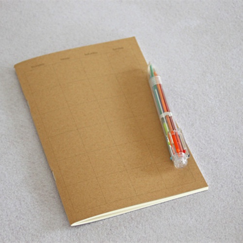 A5 Kraft Paper Cover Monthly Plan Notebook Journal School Office Supplies Stationery