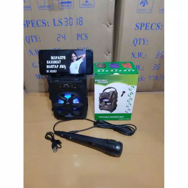 Speaker Bluetooth HF-S288 + Mic Karaoke Wireless Speaker Portable