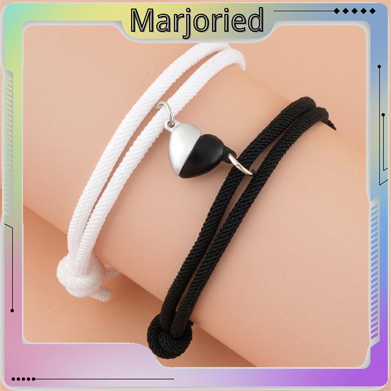 2 Pcs Pasangan Gelang Magnet Adjustable Pesona Gelang Cinta Aksesoris Fashion Hadiah-MJD