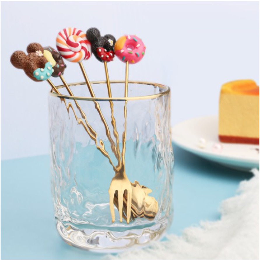 Premium Cute Tea Spoon / Sendok Teh Kopi Kue Dessert Kecil Kartun Gold Stainless Steel Mewah Nordic Estetik