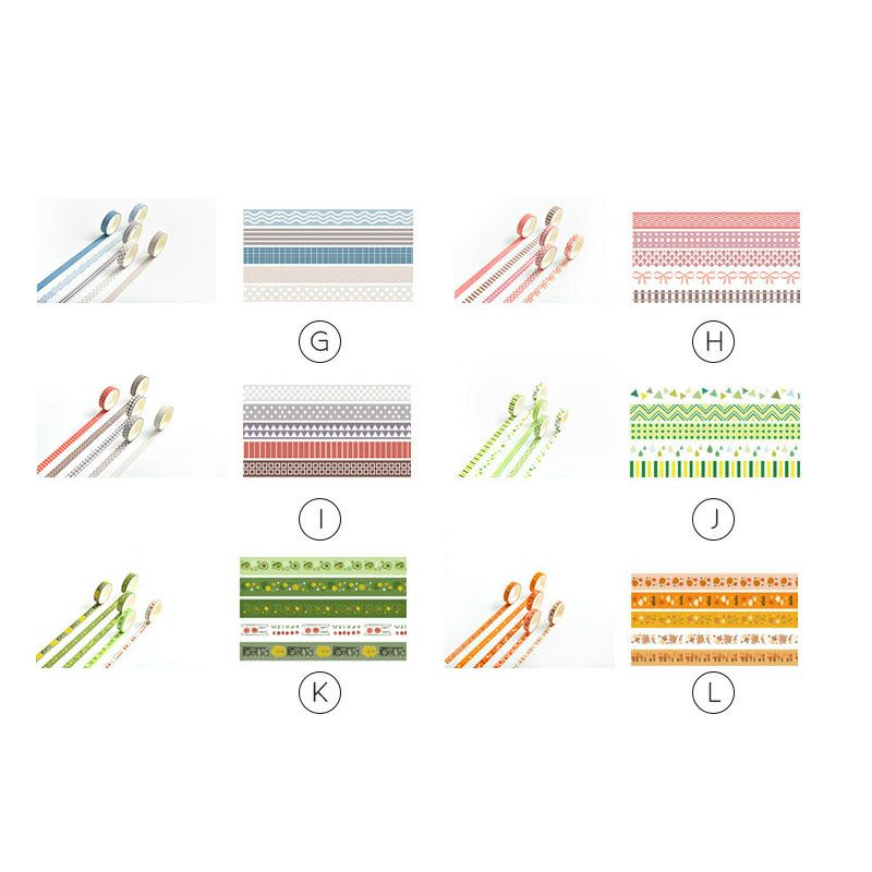 [AISYSTUFF] masking tape 1 set 5pc fresh pattern, washitape aesthetic vintage retro rainbow pastel, isolasi motif warna untuk journaling dekorasi scrapbook-6