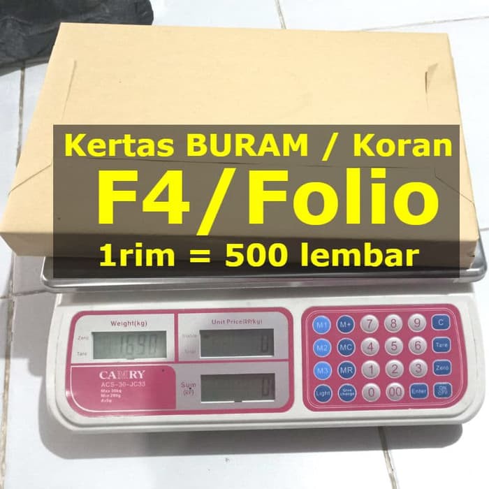 

F4 Kertas Buram Koran Folio 1 rim 500 Lembar Polos