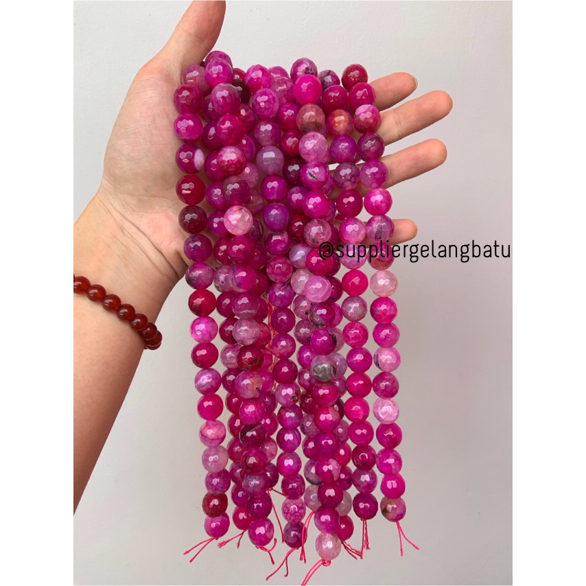 bahan batu 14mm Purple Agate Cutting aksesoris akik gelang kalung batu