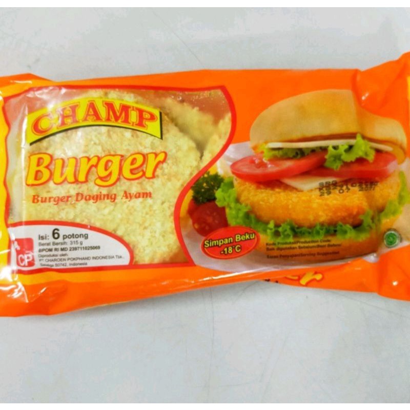 

Daging ayam burger / Chicken Burger Ayam Champ isi 6 pcs 315 gram Champ