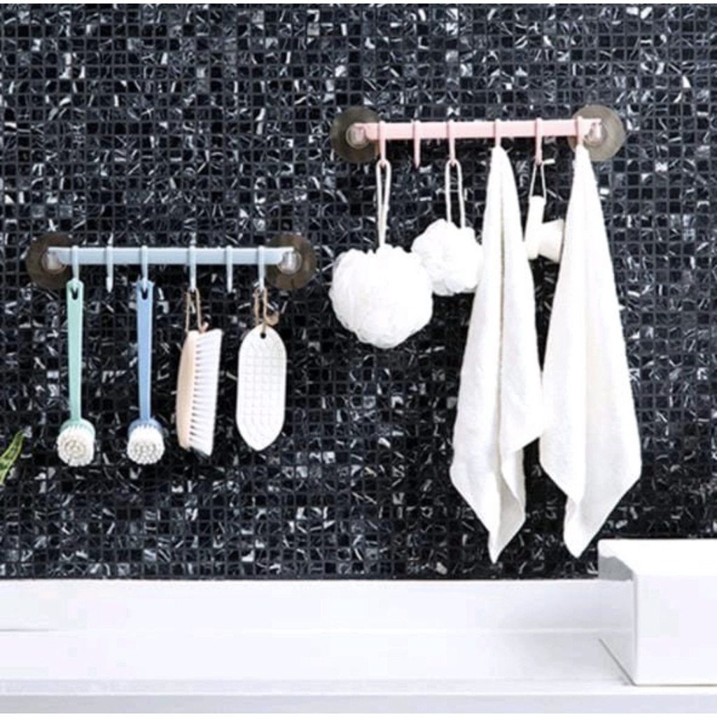 Gantungan Dinding 6 hook tempel/Gantungan Serbaguna