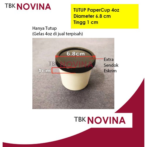 [50PCS] Tutup Paper Cup 4oz 120ml Per Pack Hanya Lid Tutup n Sendok Saja /  LID INJECTION