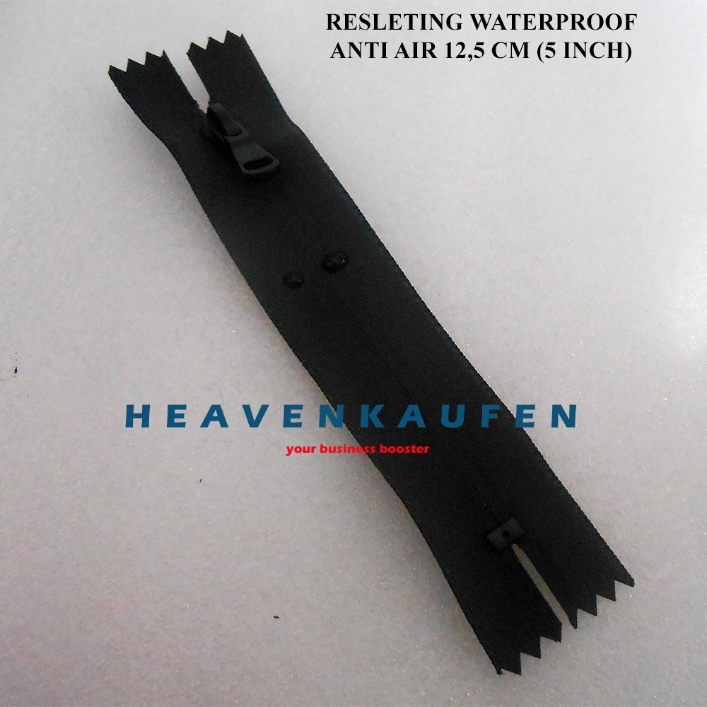 Resleting Zipper Anti Air Waterproof Panjang 12,5 cm Atau 5 inch Warna Hitam