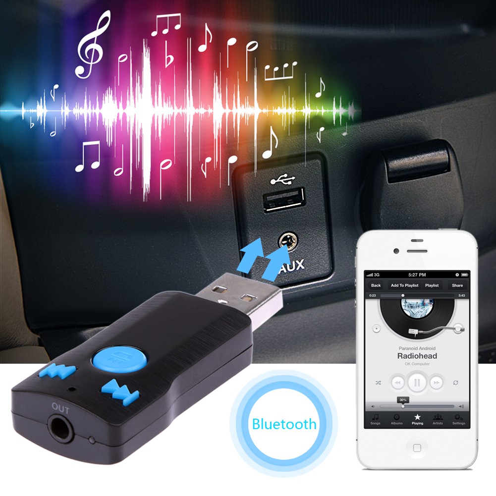 BC07 Bluetooth USB Receiver Music Receiver Adapter MP3 Player Bluetooth Car Handfree Calling 3.5MM