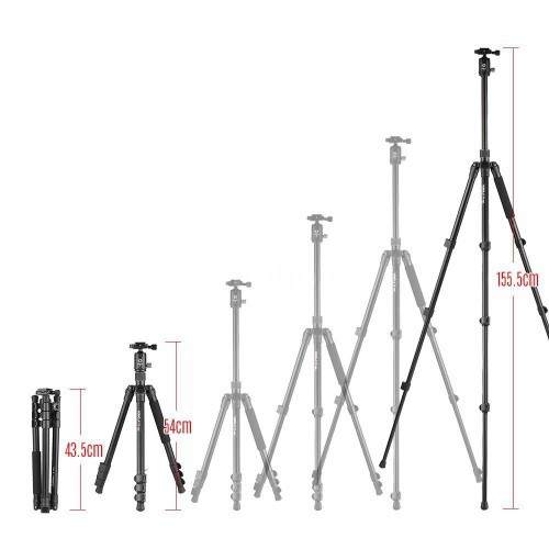 Kingjoy G555+G0 Aluminum Alloy 4-Section Travel Tripod