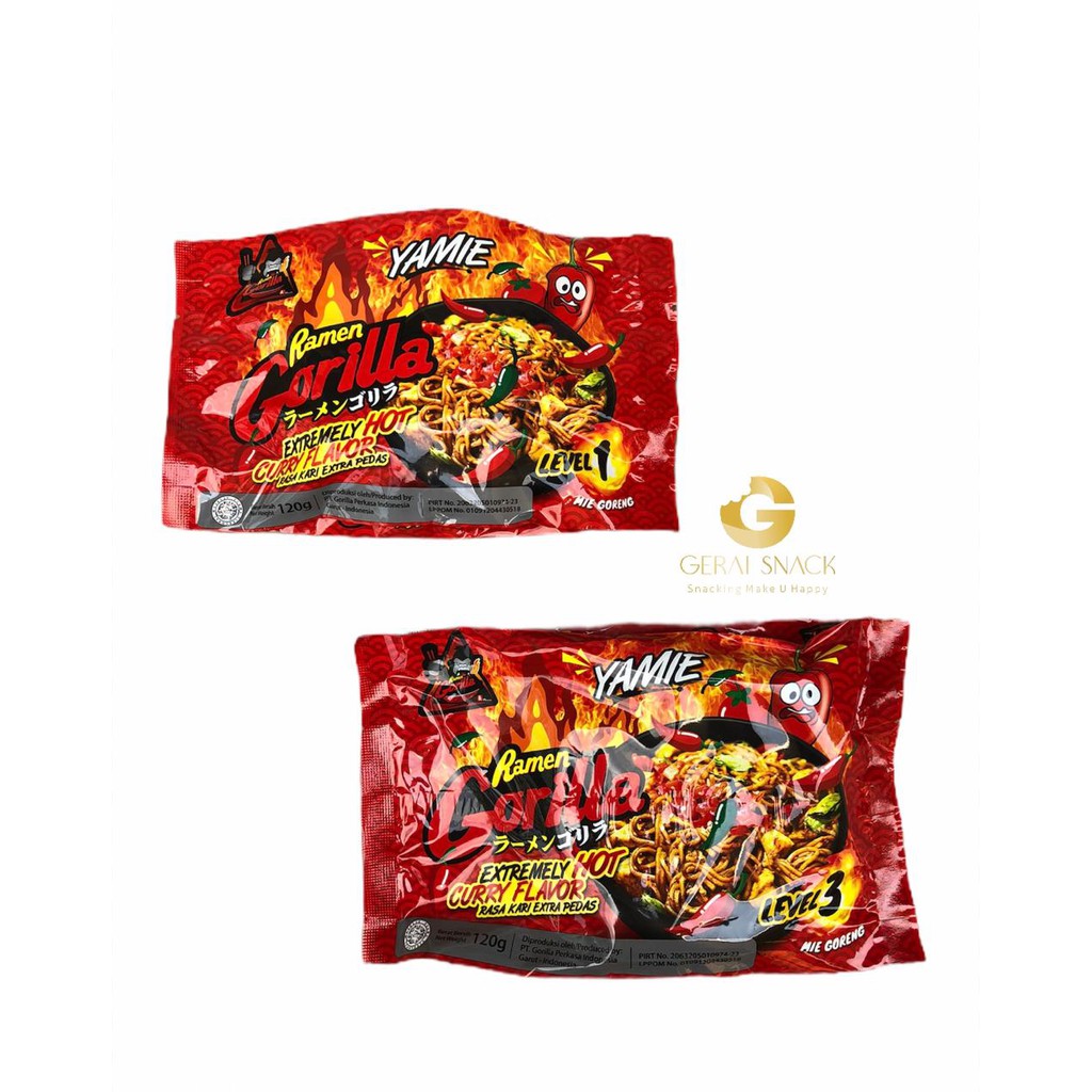 Mie Goreng Ramen Gorilla Juaranya Pedas  Best Seller (120gr)