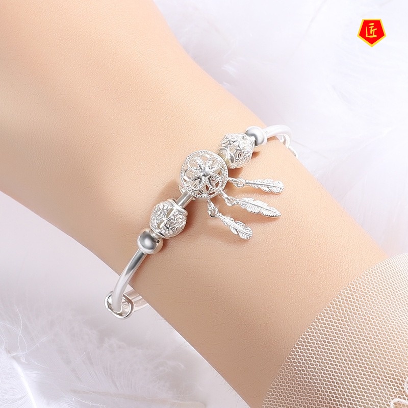 [Ready Stock]Simple Dreamcatcher Silver Bracelet Female Niche Personality