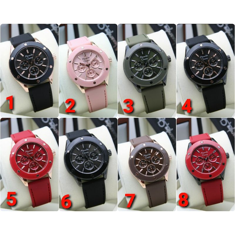 ORIGINAL GARANSI RESMI 1 TAHUN JAM TANGAN WANITA ALEXANDRE CHRISTIE RUBBER STRAP ARLOJI WATCH CEWEK 