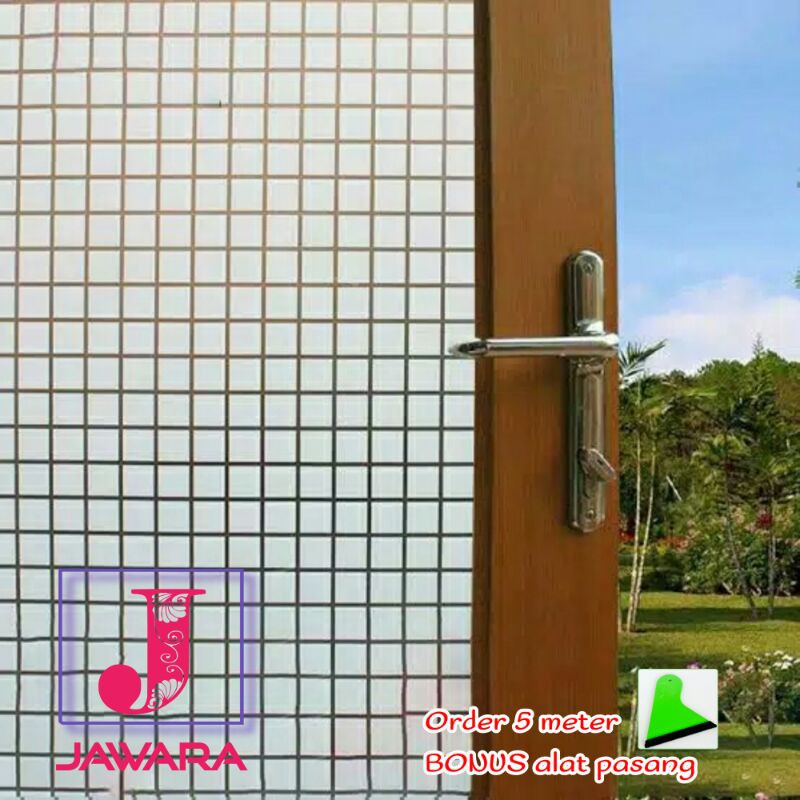 STIKER KACA MOTIF KOTAK KOTAK / SANDBLAST MOTIF