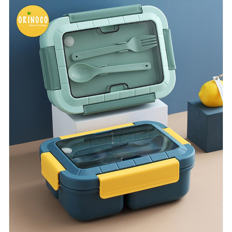 Tempat Makan Orinoco Lunchbox Set 3 Sekat Microwavable 1500 ml Anti Tumpah + Sendok - Bpa Free - OR 