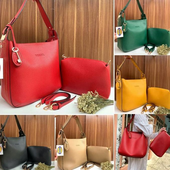 promo baru| TAS WANITA FOSIL HOBO 2 IN 1 KFFSL01 |Shoulder Bag Wanita
