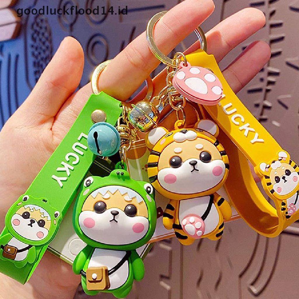 [OOID] Cartoon Genuine Strawberry Shiba Inu Keychain Good Friend Gift Cute Bag ID