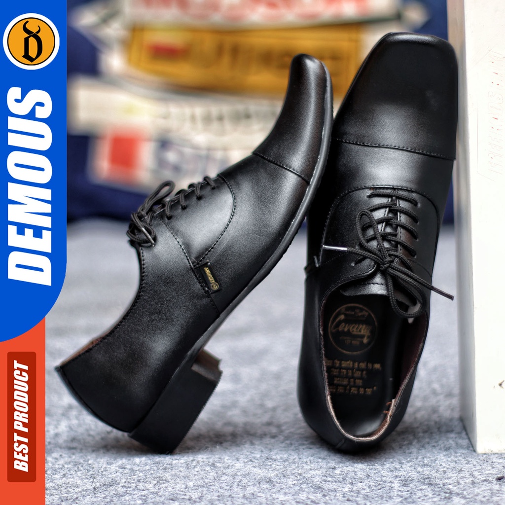 Sepatu Pantofel Pria Sepatu Formal Pria Kulit Asli Tali Sepatu Pantopel Hitam Kerja Kantor DEMOUS PELIX