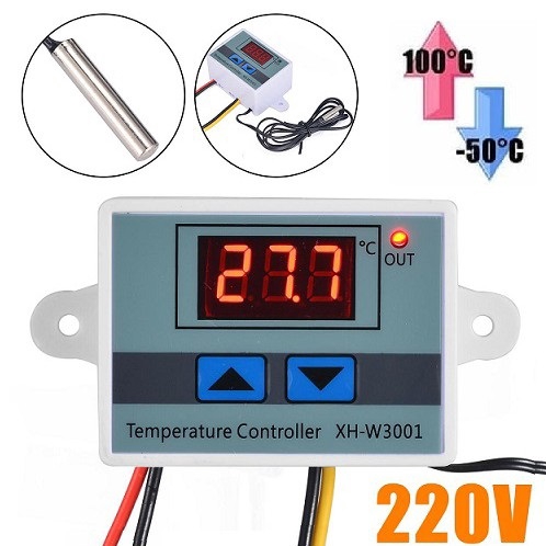 Digital Thermostat W3001 Temperature Termostat Suhu Panas Dingin 220V Listrik Mesin Tetas Telur Plus Box Casing