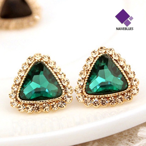 Anting Stud Bentuk Segitiga Warna Emas Untuk Wanita