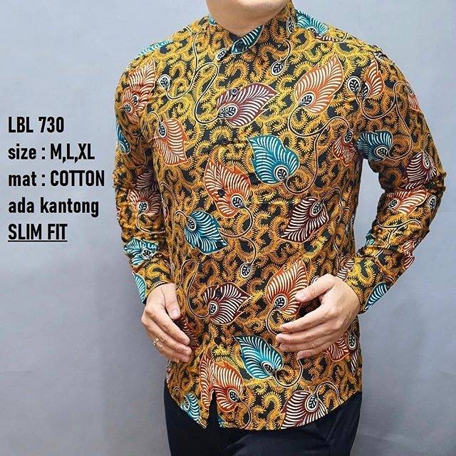 LBL 730 HEM KEMEJA BATIK PRIA SLIM FIT LENGAN PANJANG LUIGI BATANI