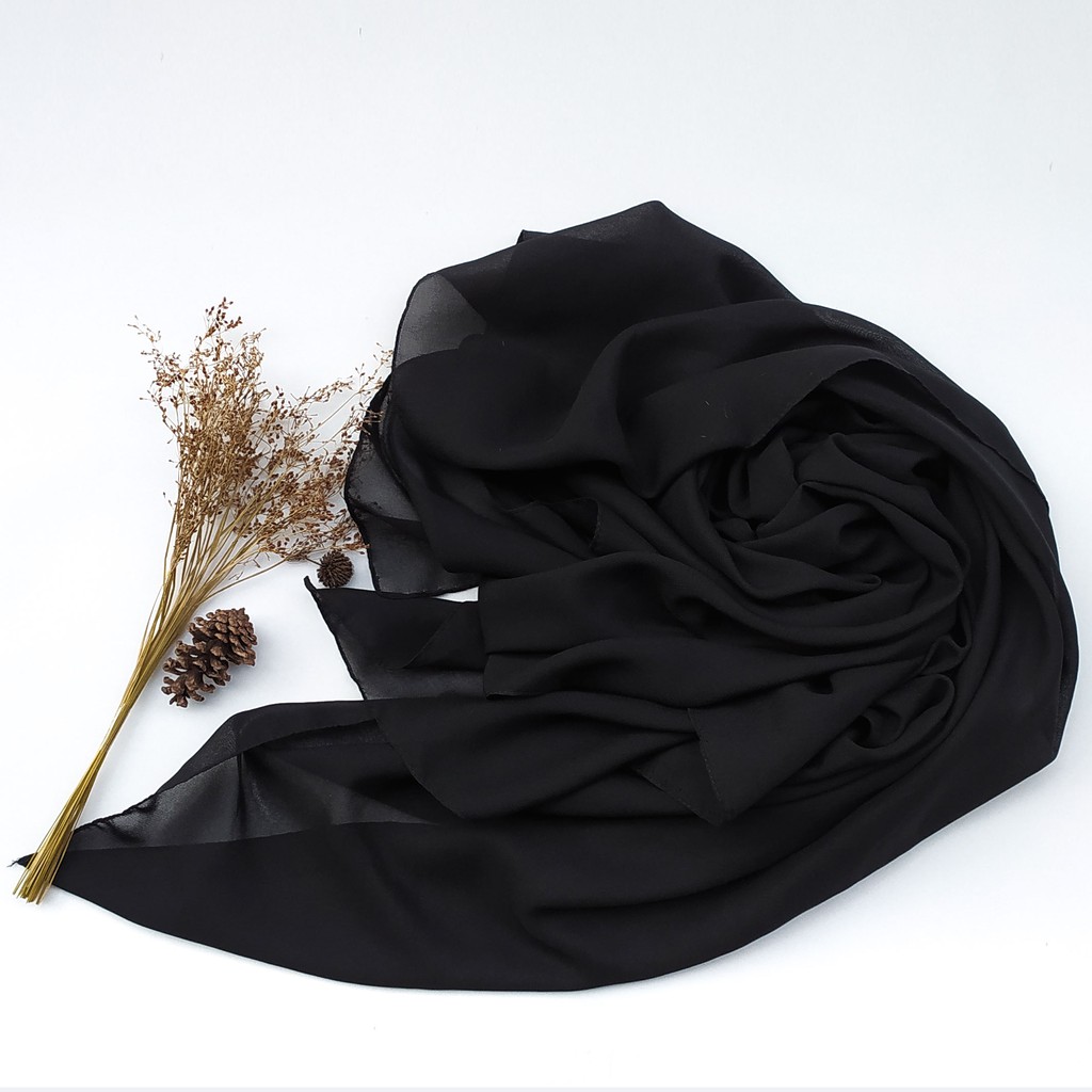 Hijab Segiempat Polycotton Scarf Premium Part 1 Hazel by MIZA-Black