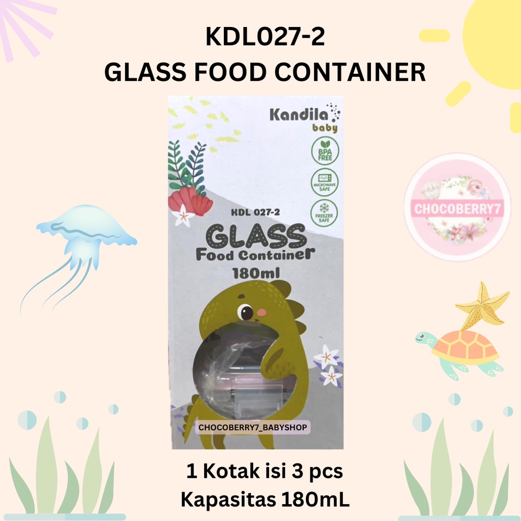 Kandila / BebeWawa Baby Glass Food Container MPASI Bayi Wadah Kaca Tempat Makan Bayi 180ML 160ML